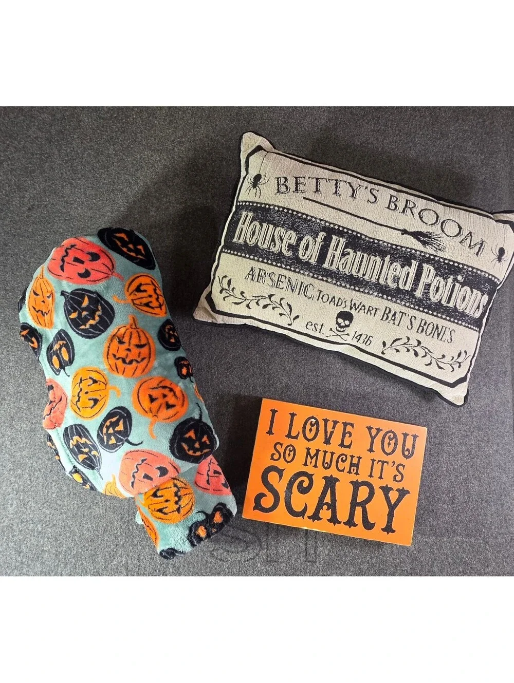 Halloween Decor Set with Betty's Broom House of Haunted Potions Pillow and Jacko